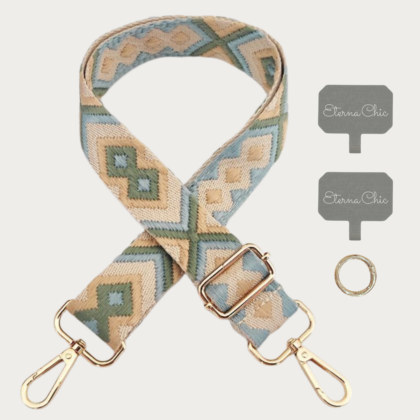 Chic & Go Phone Strap | Mosaic Green-Blue | Adjustable, Durable & Hands-Free Carry