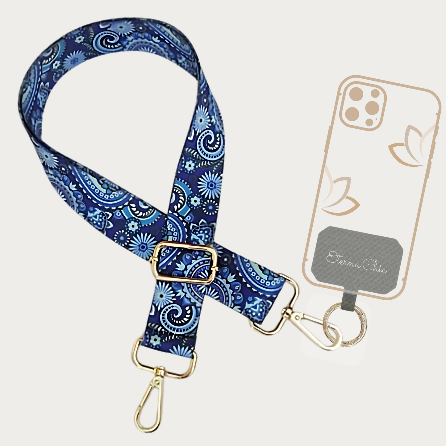 Chic & Go Phone Strap | Blue Dandelion | Adjustable, Durable & Hands-Free Carry