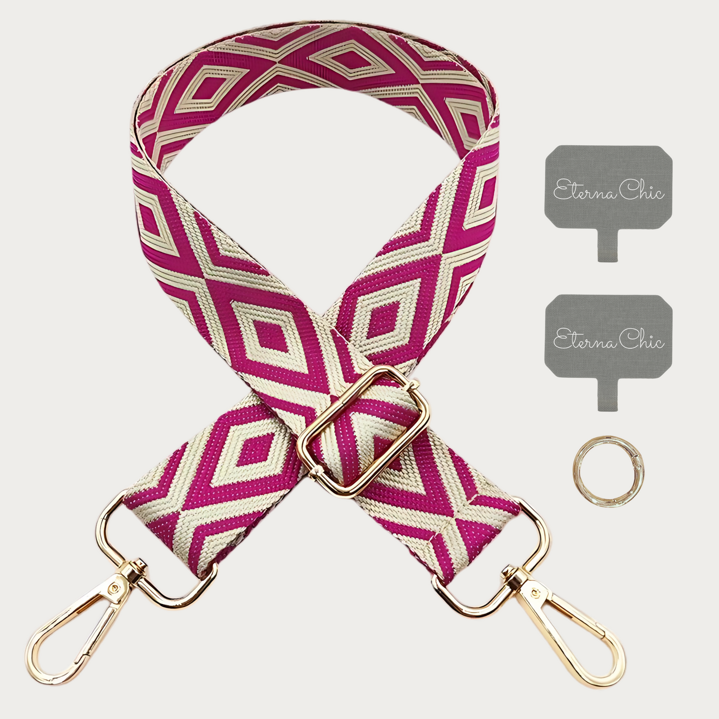 Chic & Go Phone Strap | Diamond Hot Pink | Adjustable, Durable & Hands-Free Carry