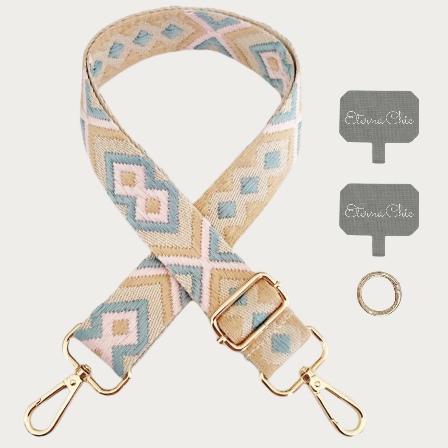 Chic & Go Phone Strap | Mosaic Pink-Blue | Adjustable, Durable & Hands-Free Carry