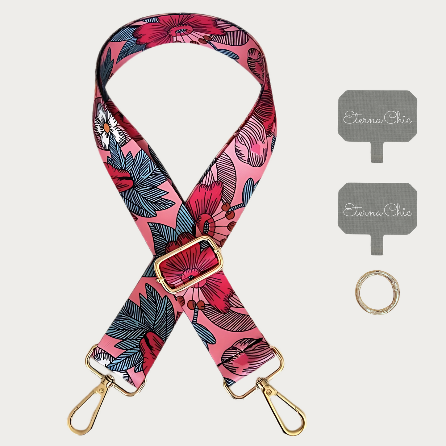 Chic & Go Phone Strap | Pink Flower | Adjustable, Durable & Hands-Free Carry