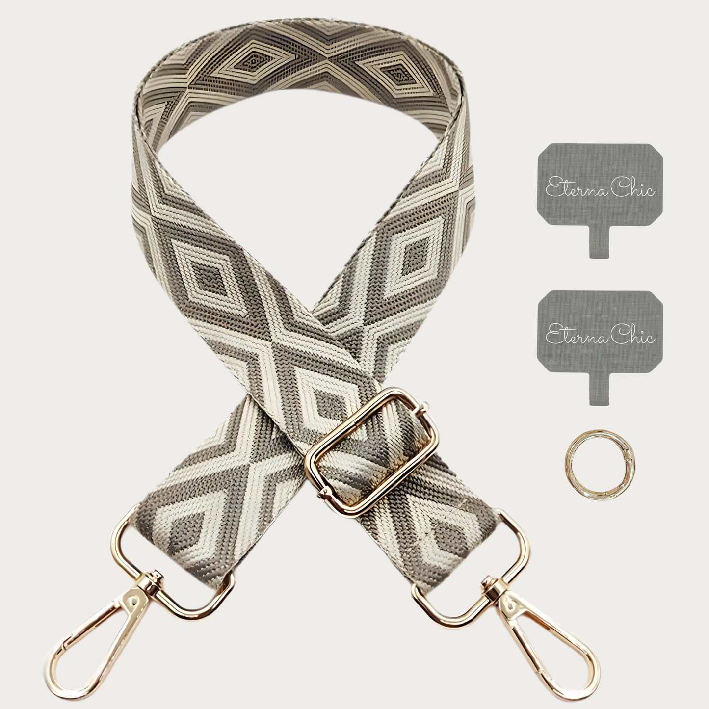 Chic & Go Phone Strap | Diamond Beige | Adjustable, Durable & Hands-Free Carry