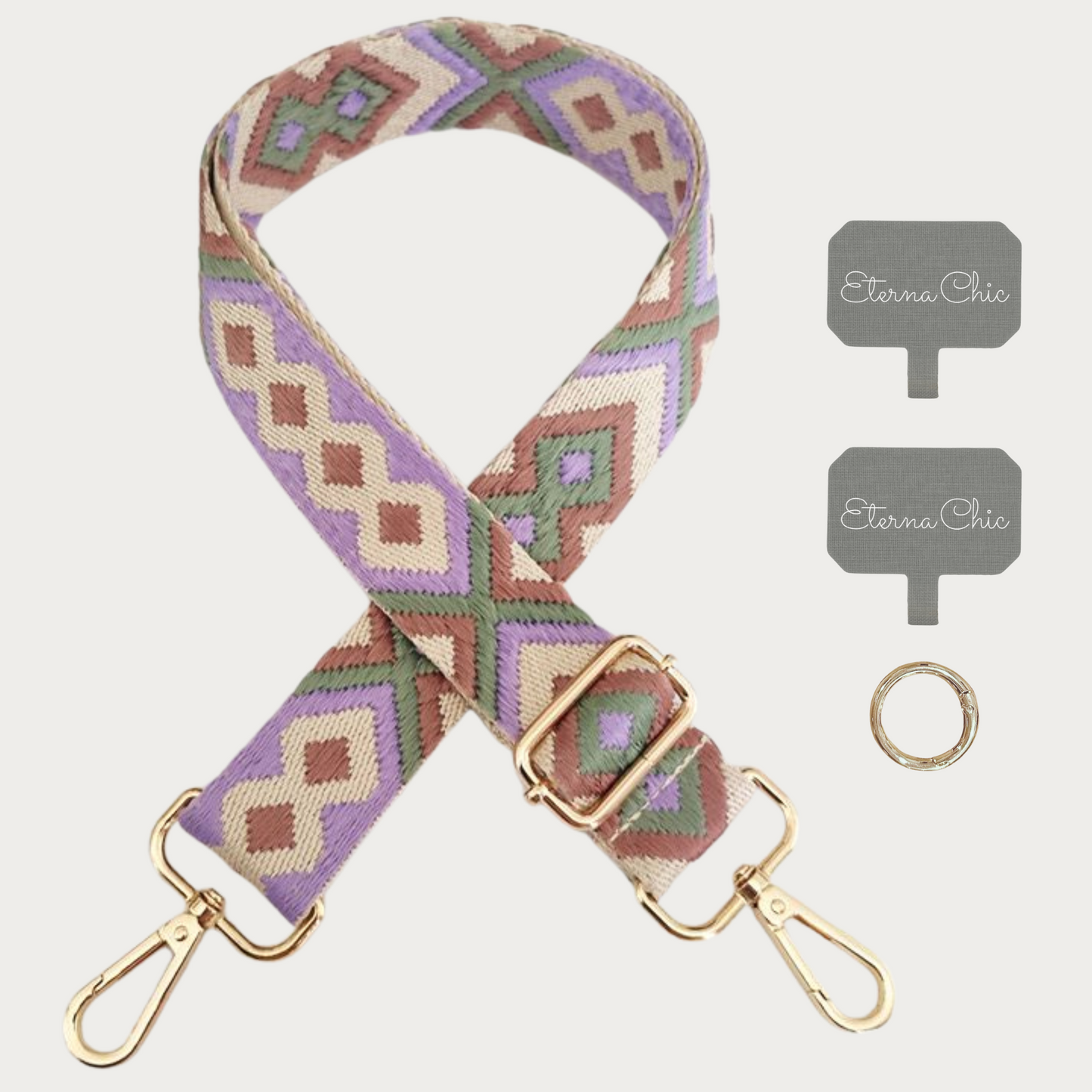 Chic & Go Phone Strap | Mosaic Purple | Adjustable, Durable & Hands-Free Carry