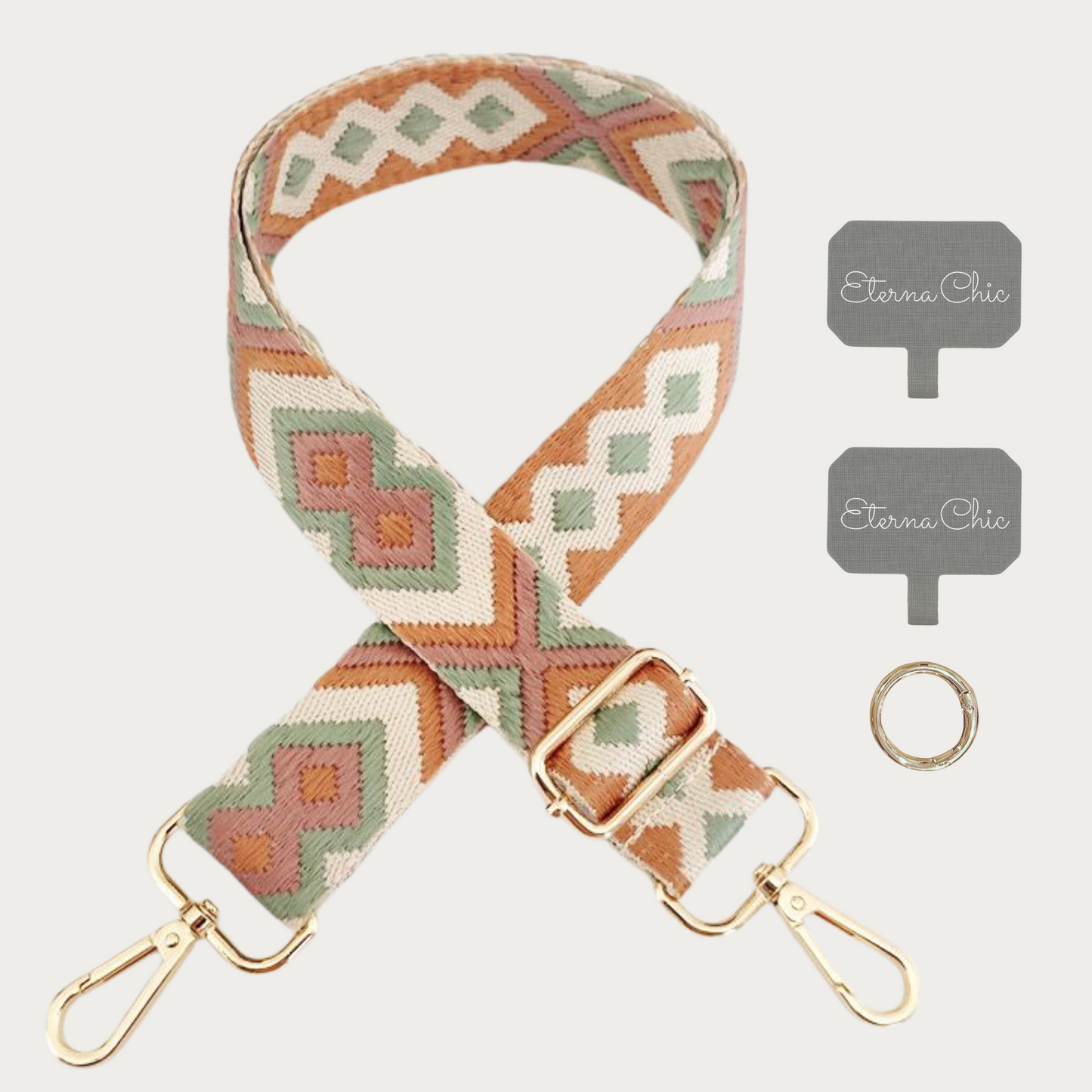 Chic & Go Phone Strap | Mosaic Green-Brown | Adjustable, Durable & Hands-Free Carry