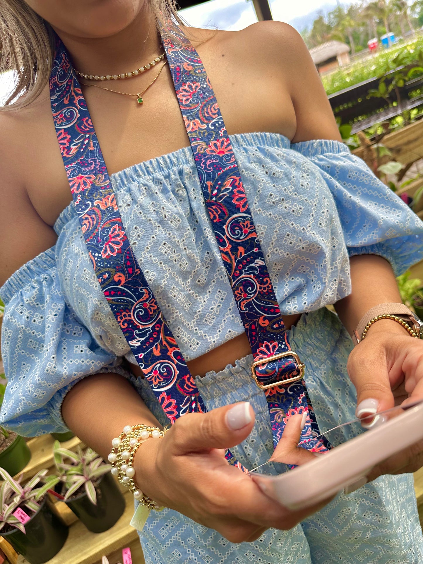 Chic & Go Phone Strap | Midnight Bloom | Adjustable, Durable & Hands-Free Carry